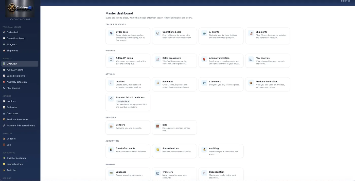 Office ERP Copilot dashboard